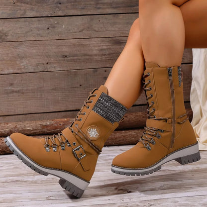 Lace-Up Ankle Combat Boots -