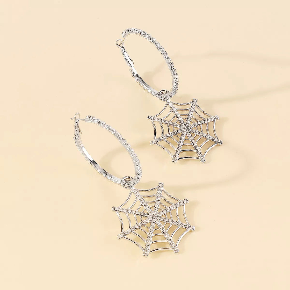 Spider Web Dangle Hoop Earrings -
