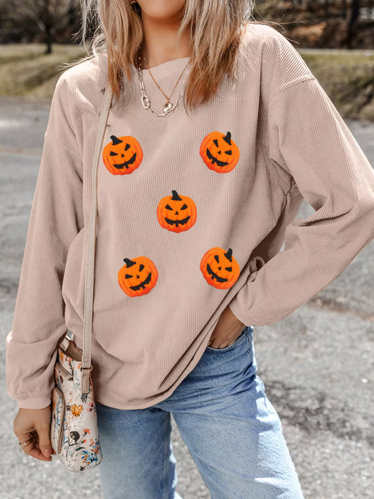 Pumpkin Drop Shoulder Sweatshirt - Dust Storm