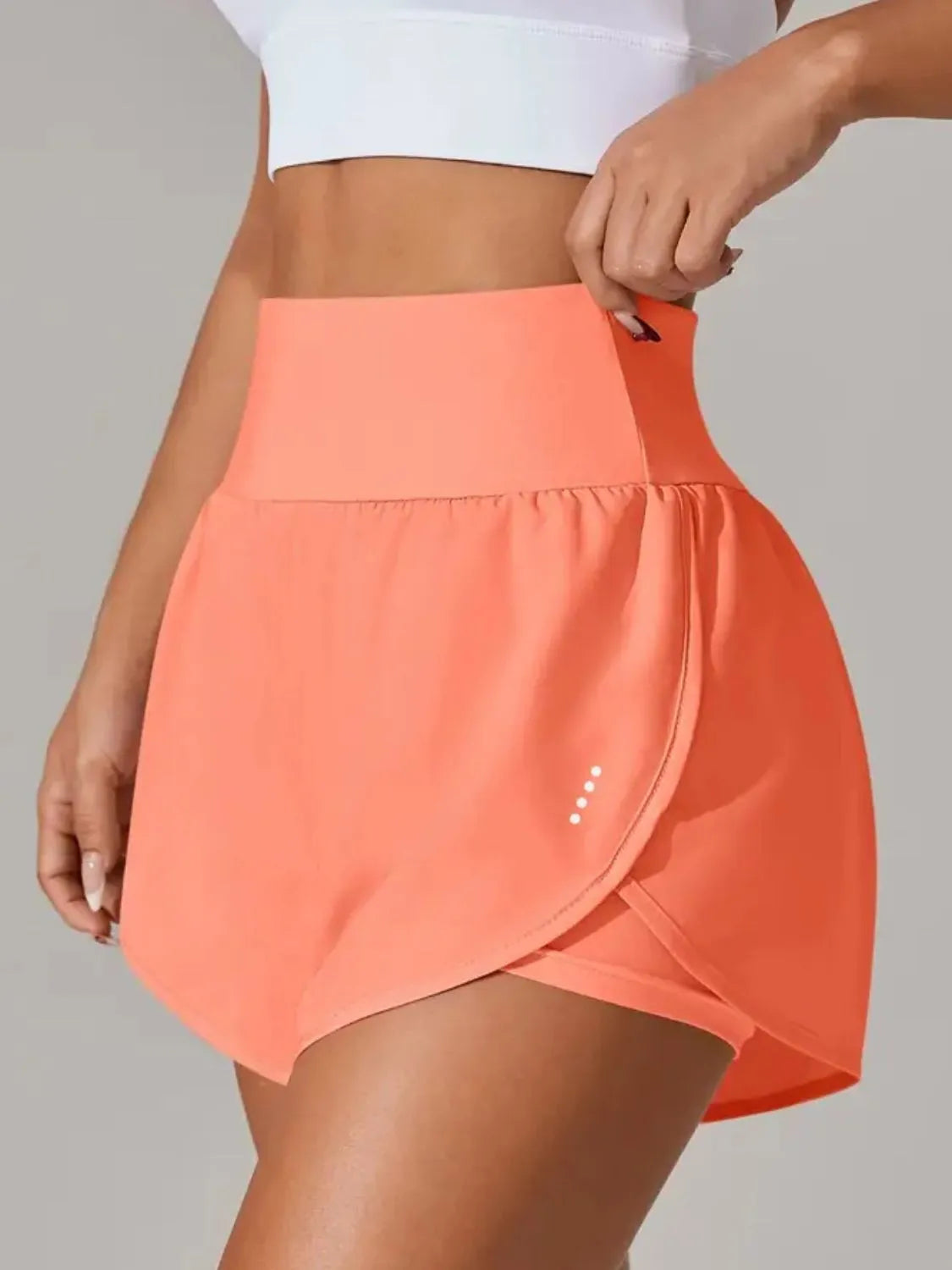 Pocketed High Waist Active Shorts - Orange
