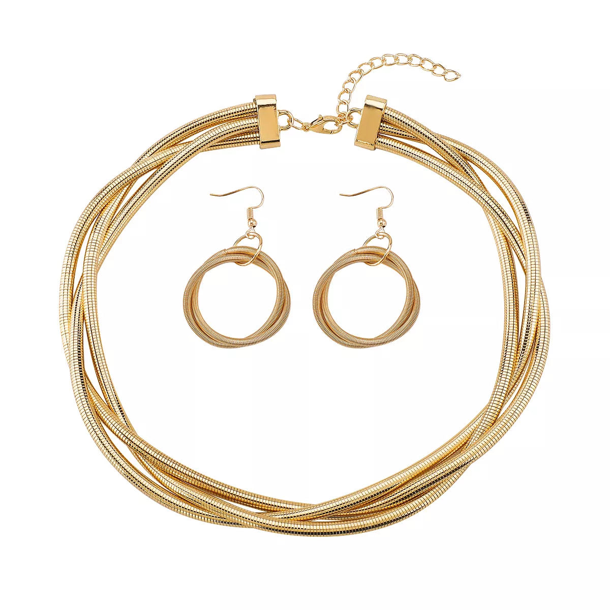 Multi-Layered Earrings and Necklace Jewelry Set -