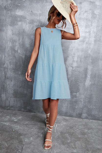 Sleeveless Round Neck Tiered Dress