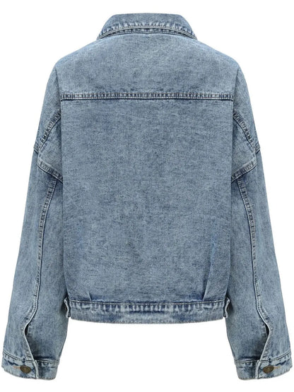 Button Down Drop Shoulder Denim Jacket -