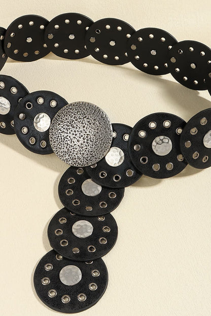 Round Shape PU Leather Belt -