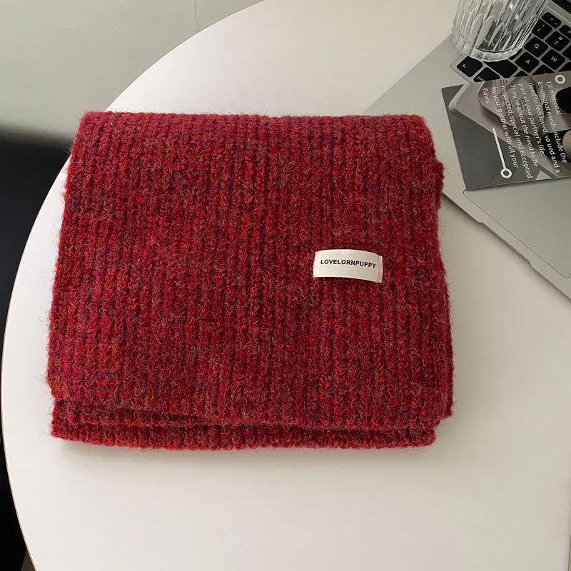 Cozy Knitted Winter Scarf - Big Red One Size