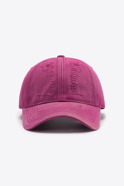 Distressed Adjustable Baseball Cap - Cerise One Size