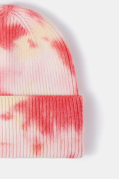 Tie-Dye Cuffed Rib-Knit Beanie Hat -