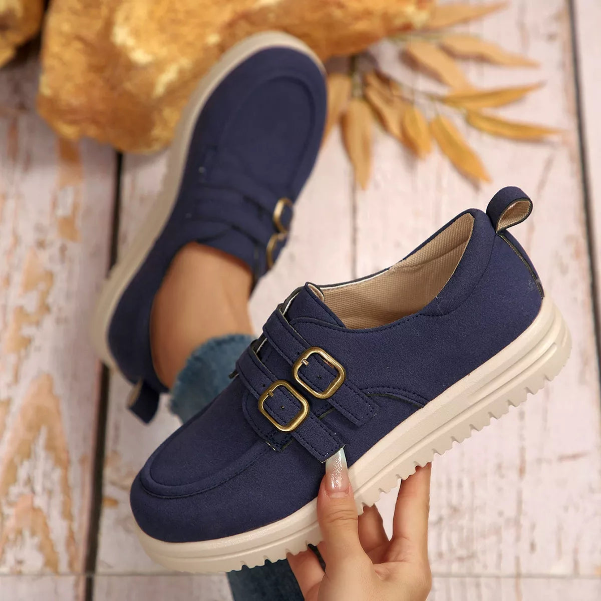 Buckle Accent Casual Loafers -