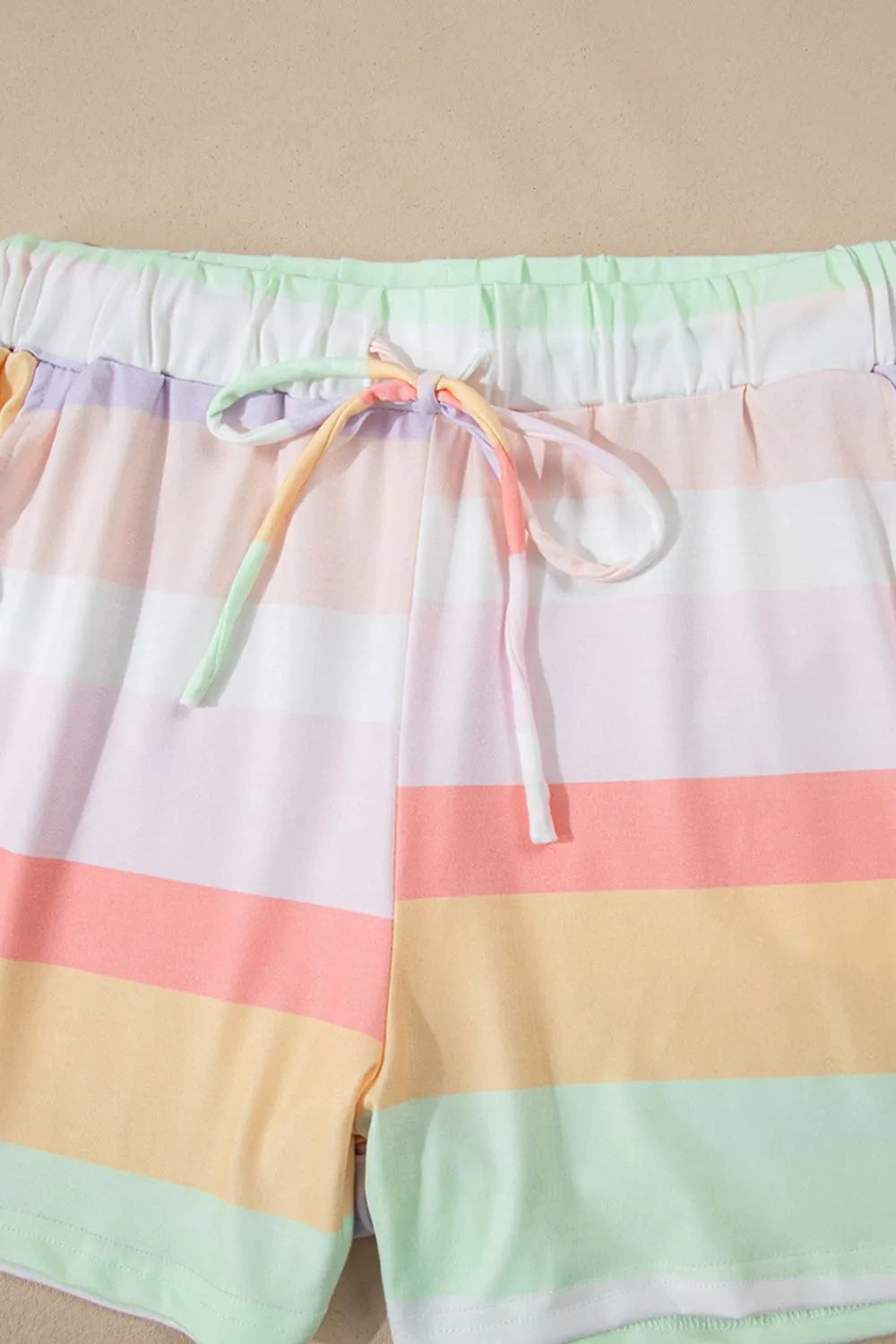 Rainbow Striped T-Shirt and Shorts Lounge Set -
