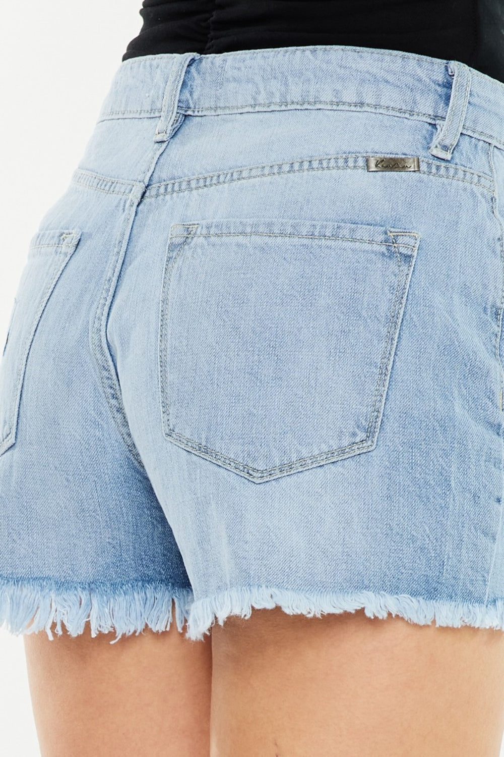 Raw Hem Distressed High Waist Denim Shorts