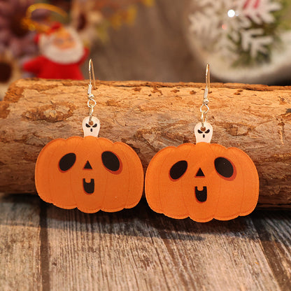 Acrylic Alloy Pumpkin Shape Earrings - Tangerine One Size