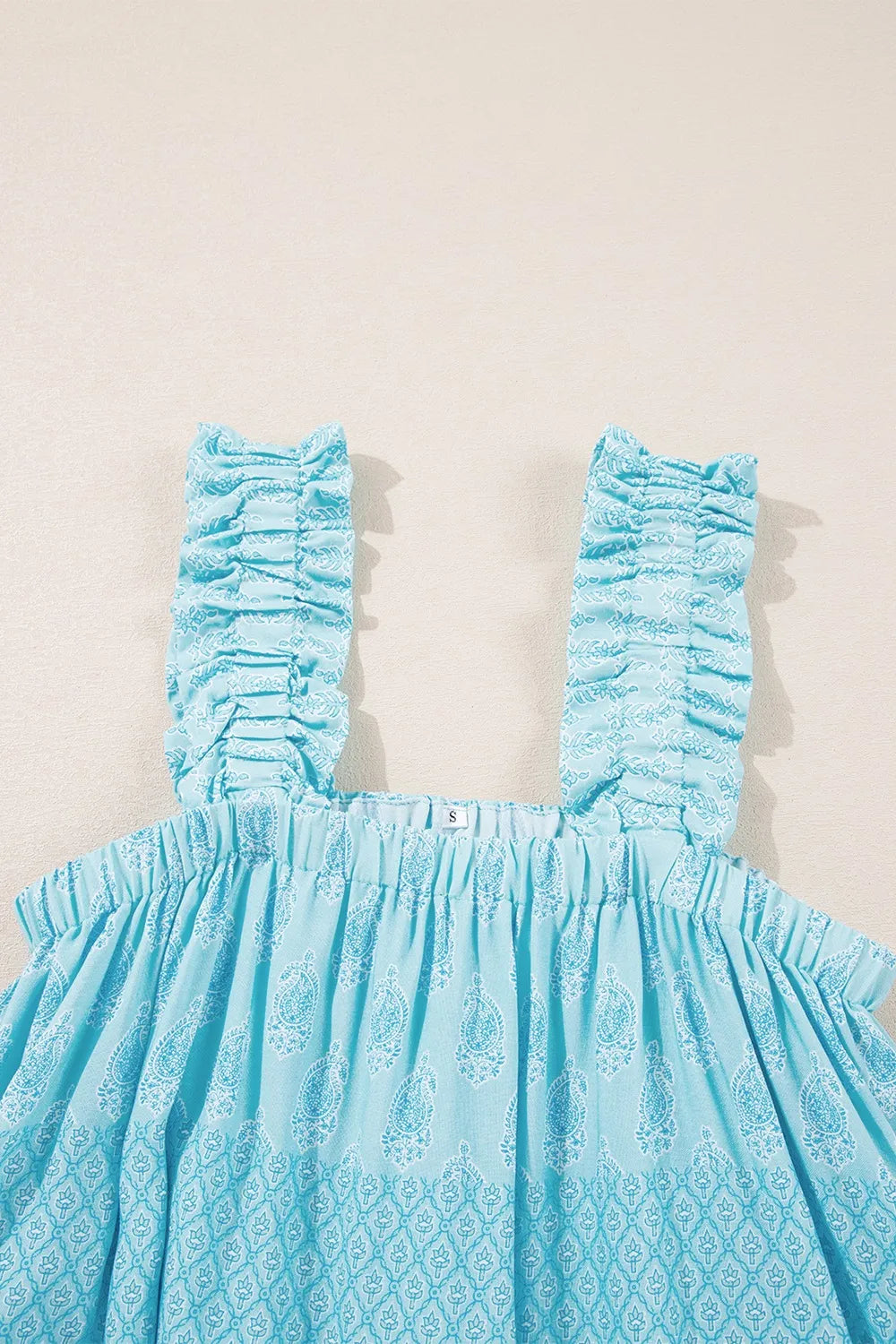 Printed Ruffled Wide Straps Tank -