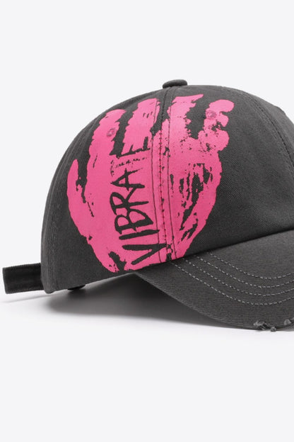 Graphic Distressed Adjustable Baseball Cap -