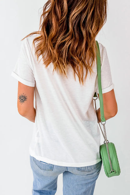 Pumpkin Round Neck Short Sleeve T-Shirt -