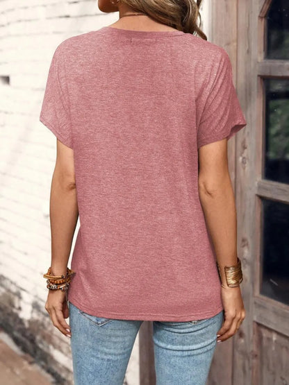 Half Button Short Sleeve Top -