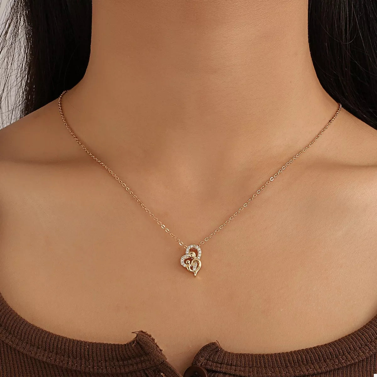 Zircon Pendant Necklace - Gold One Size