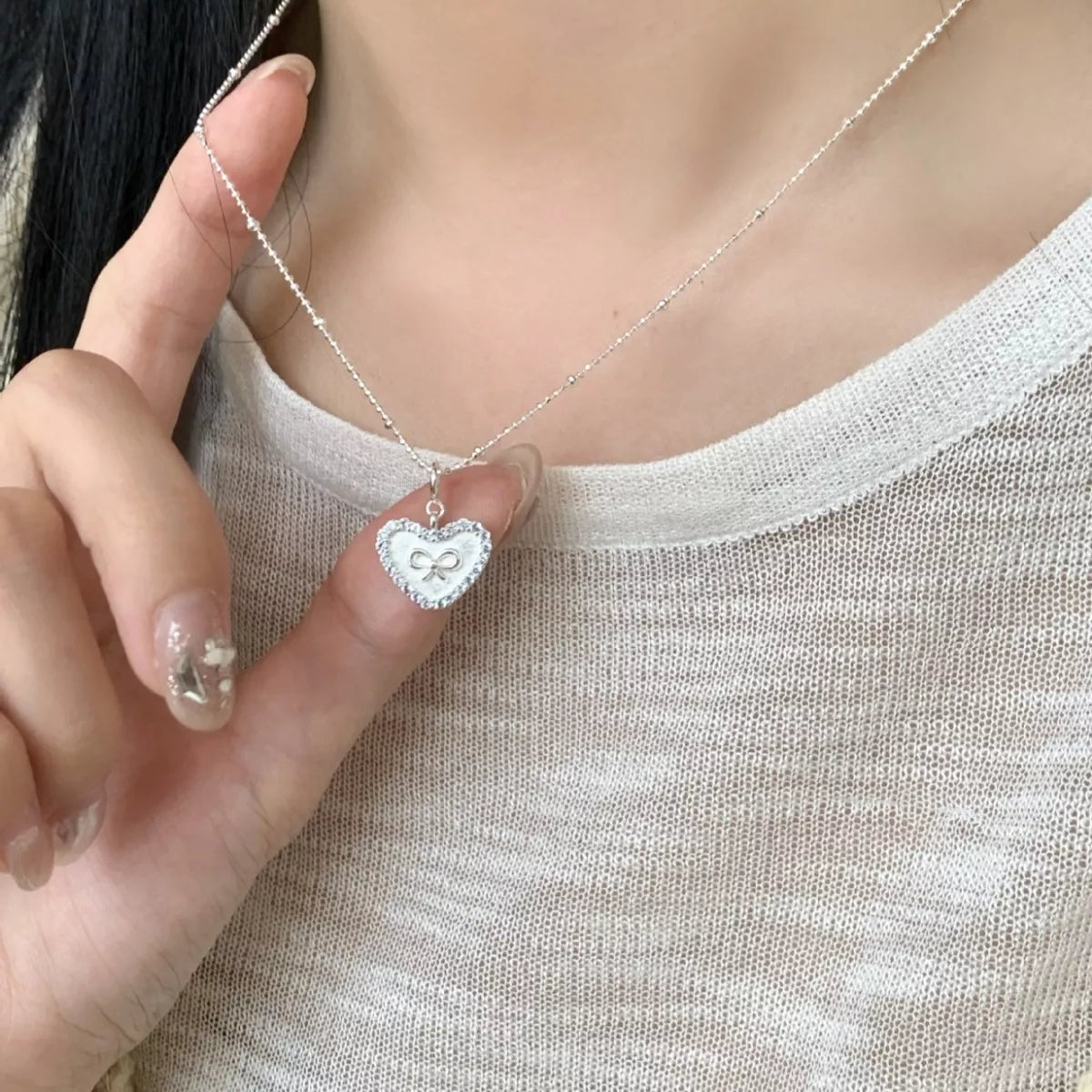 Sterling Silver Heart Necklace -
