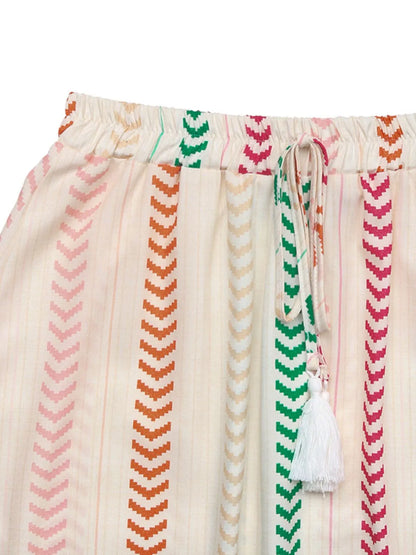 Frill Printed Maxi Skirt -