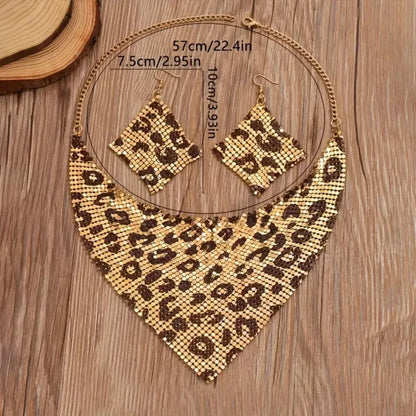 Leopard Necklace and Earrings Jewelry Set -