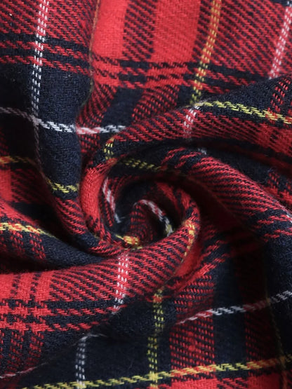 Plaid Button Up Long Sleeve Shirt - Deep Red