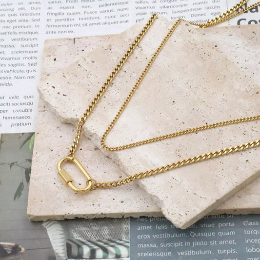 18K Gold-Plated Double Layered Necklace - Gold One Size