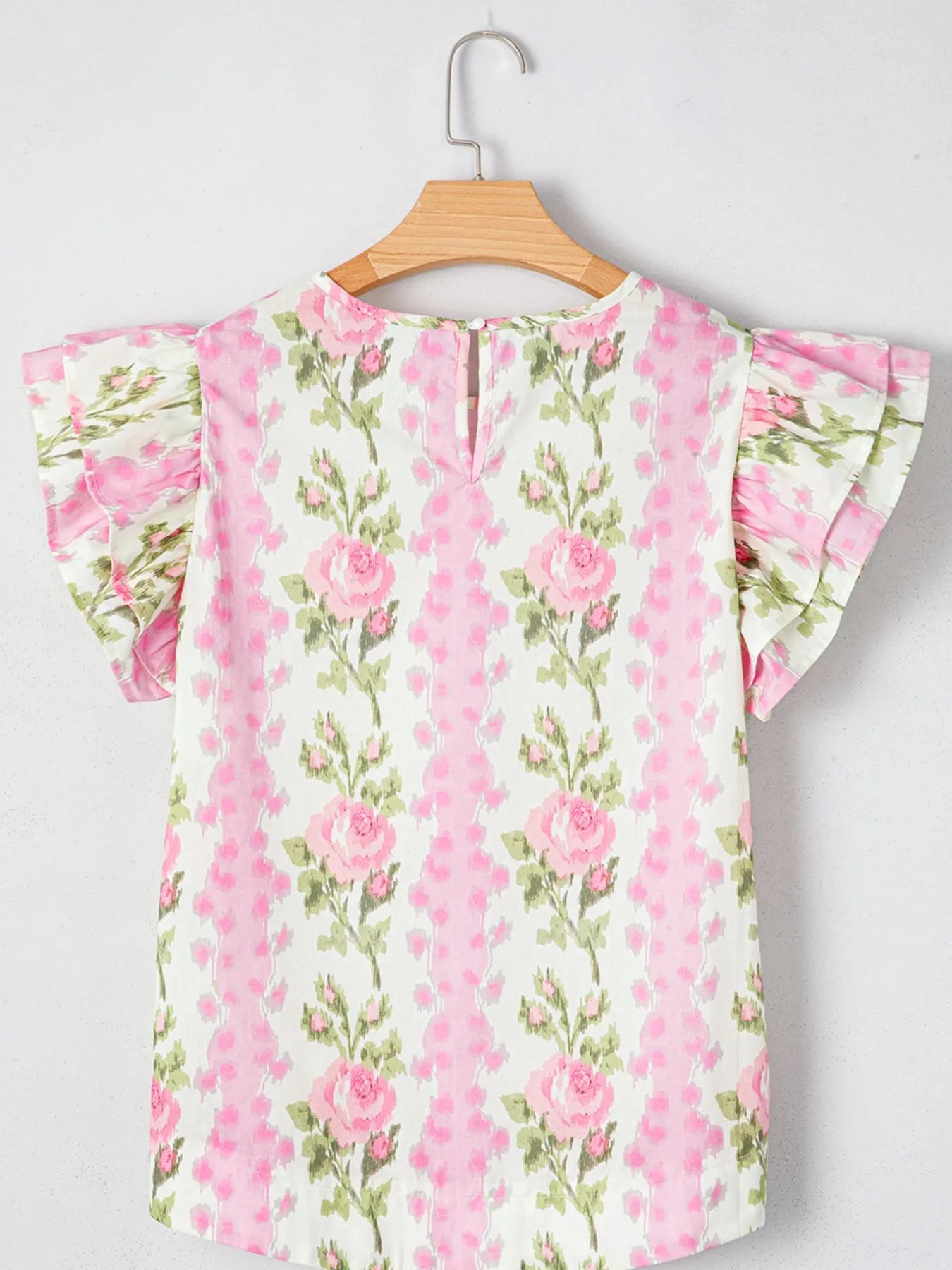 Floral Print Ruffled Sleeve Blouse -