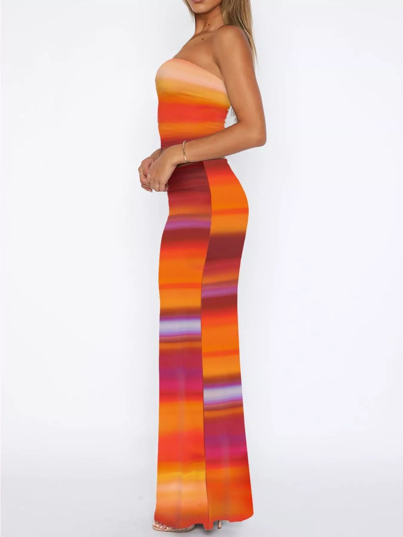 Striped Tube Top and Skirt Set -