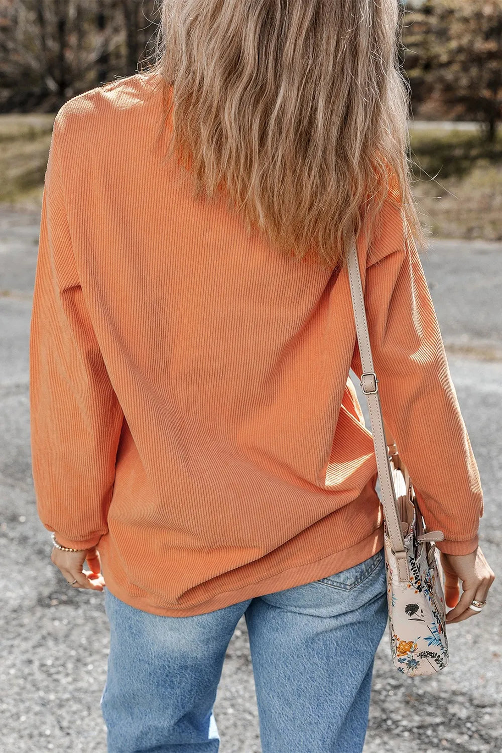 Sequin Pumpkin Round Neck Long Sleeve Sweatshirt -