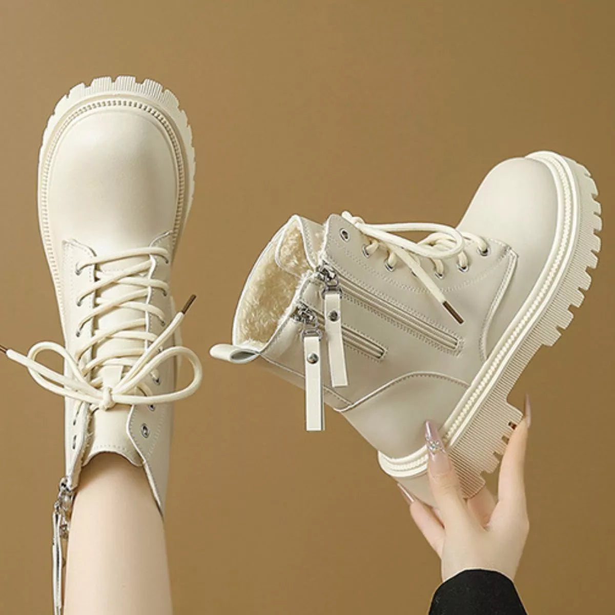 Lace-Up Ankle Combat Boots -