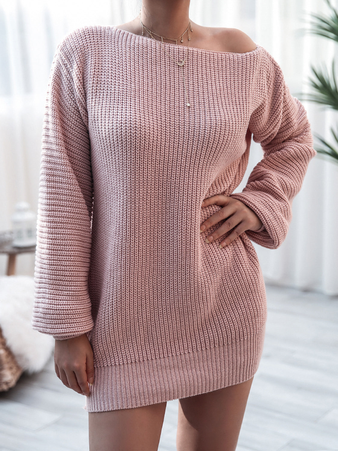 Rib-Knit Mini Sweater Dress | AdoreStarr