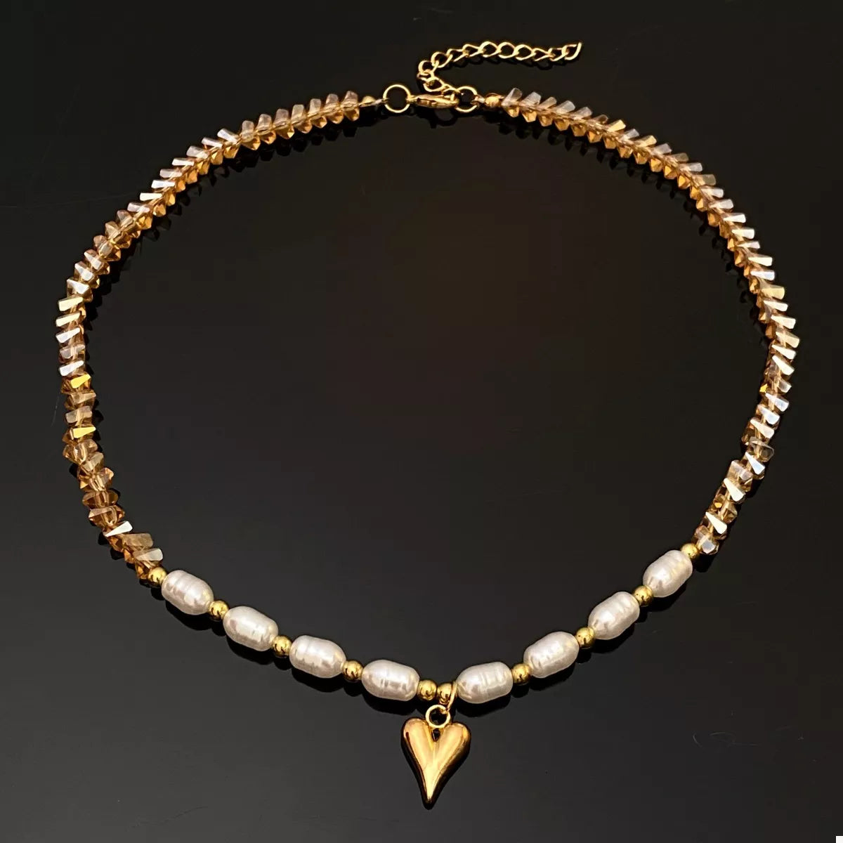 Pearl & Heart Pendant Necklace -