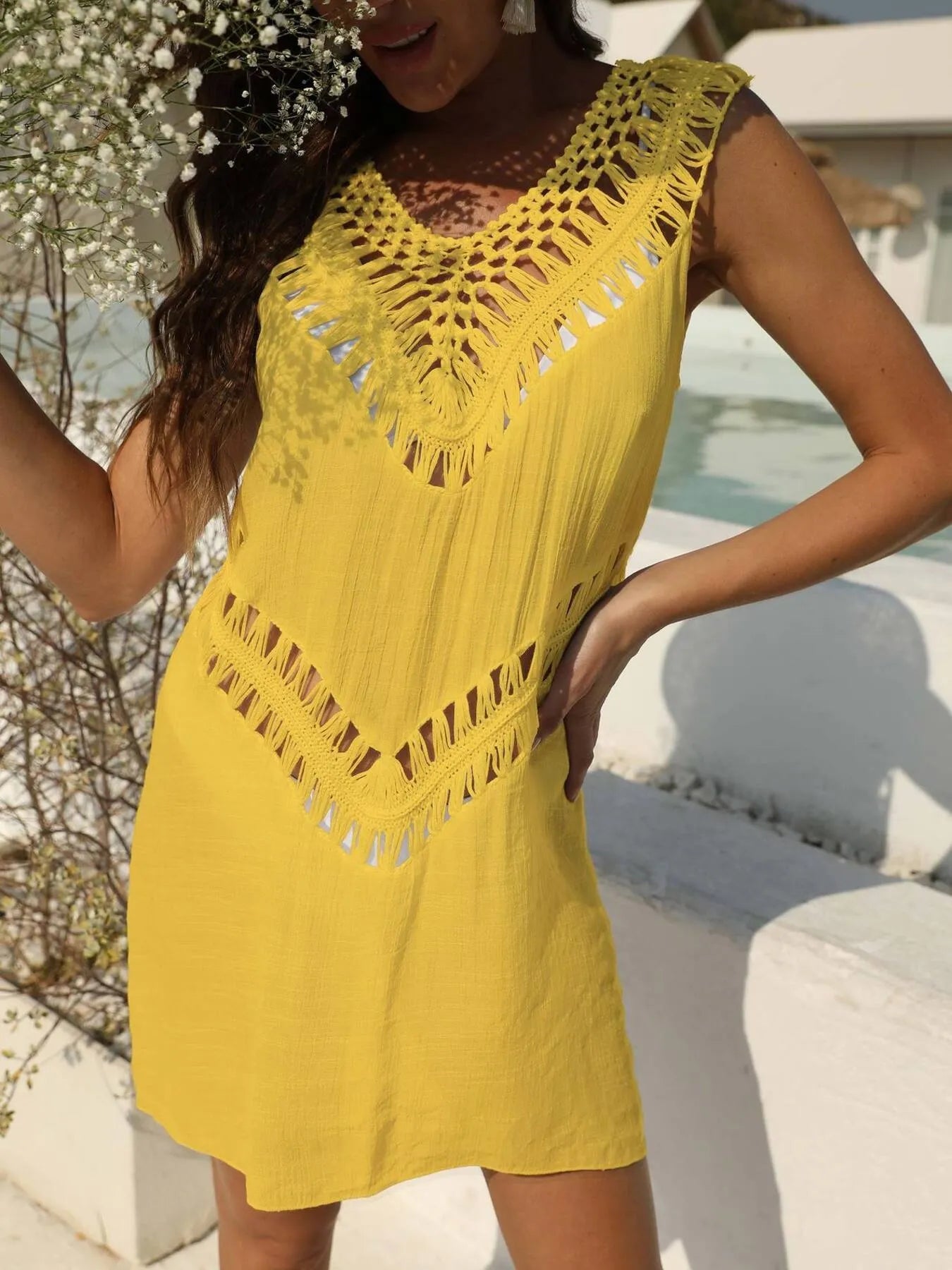 Crochet Detail Beach Cover Up Dress -