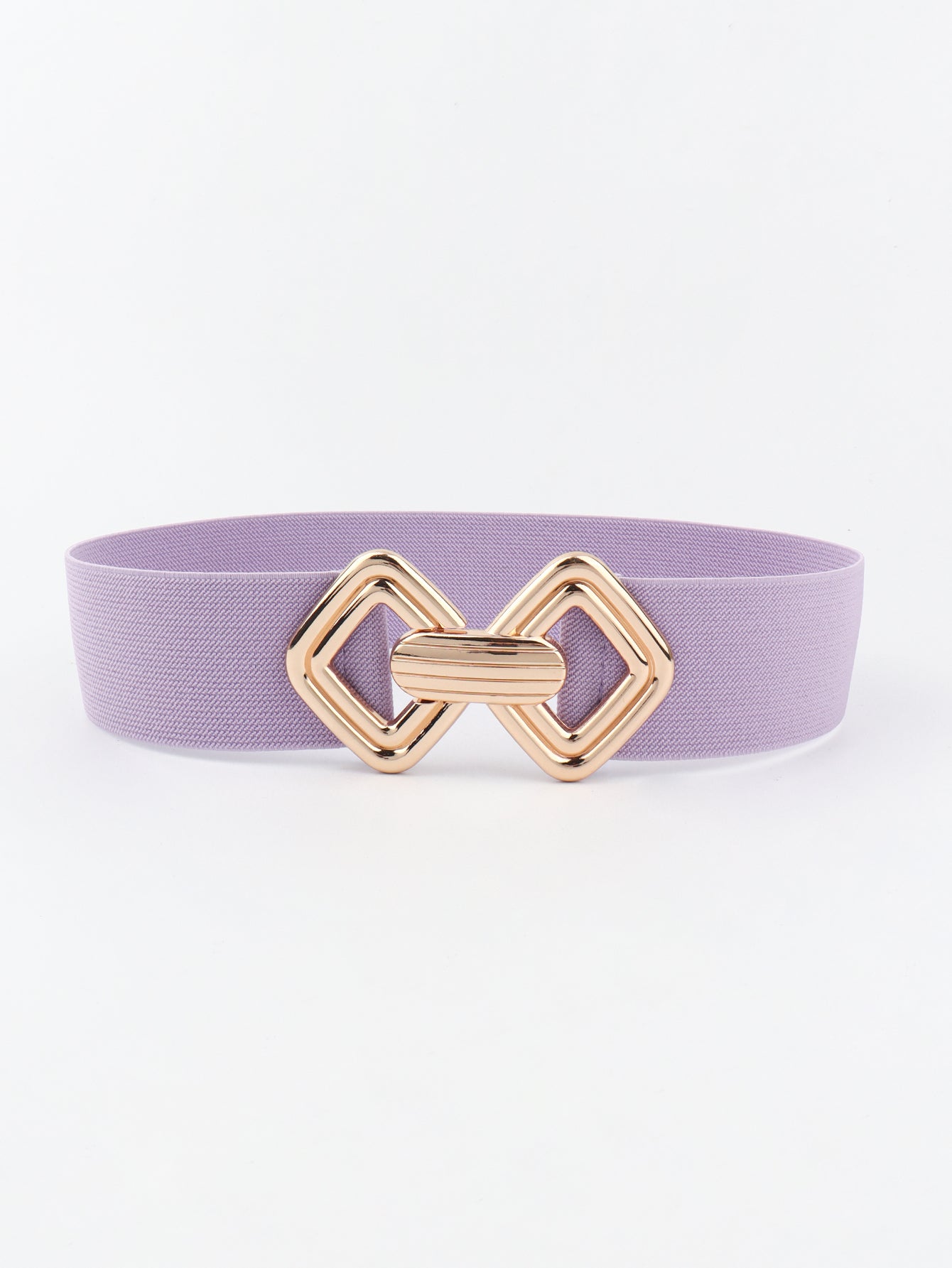 Geometric Buckle Elastic Wide Belt - Lavender One Size