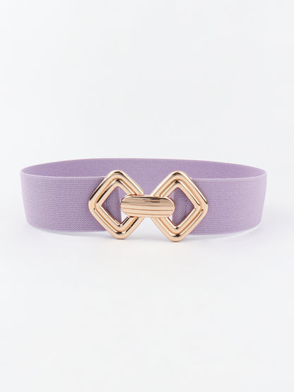 Geometric Buckle Elastic Wide Belt - Lavender One Size