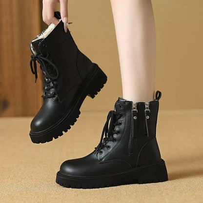 Lace-Up Ankle Combat Boots -