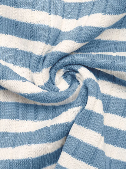 Striped Square Neck Top and Pants Lounge Set -