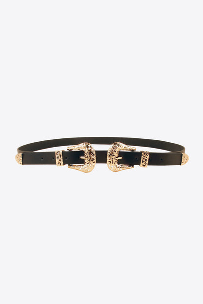 Double Buckle PU Leather Belt -