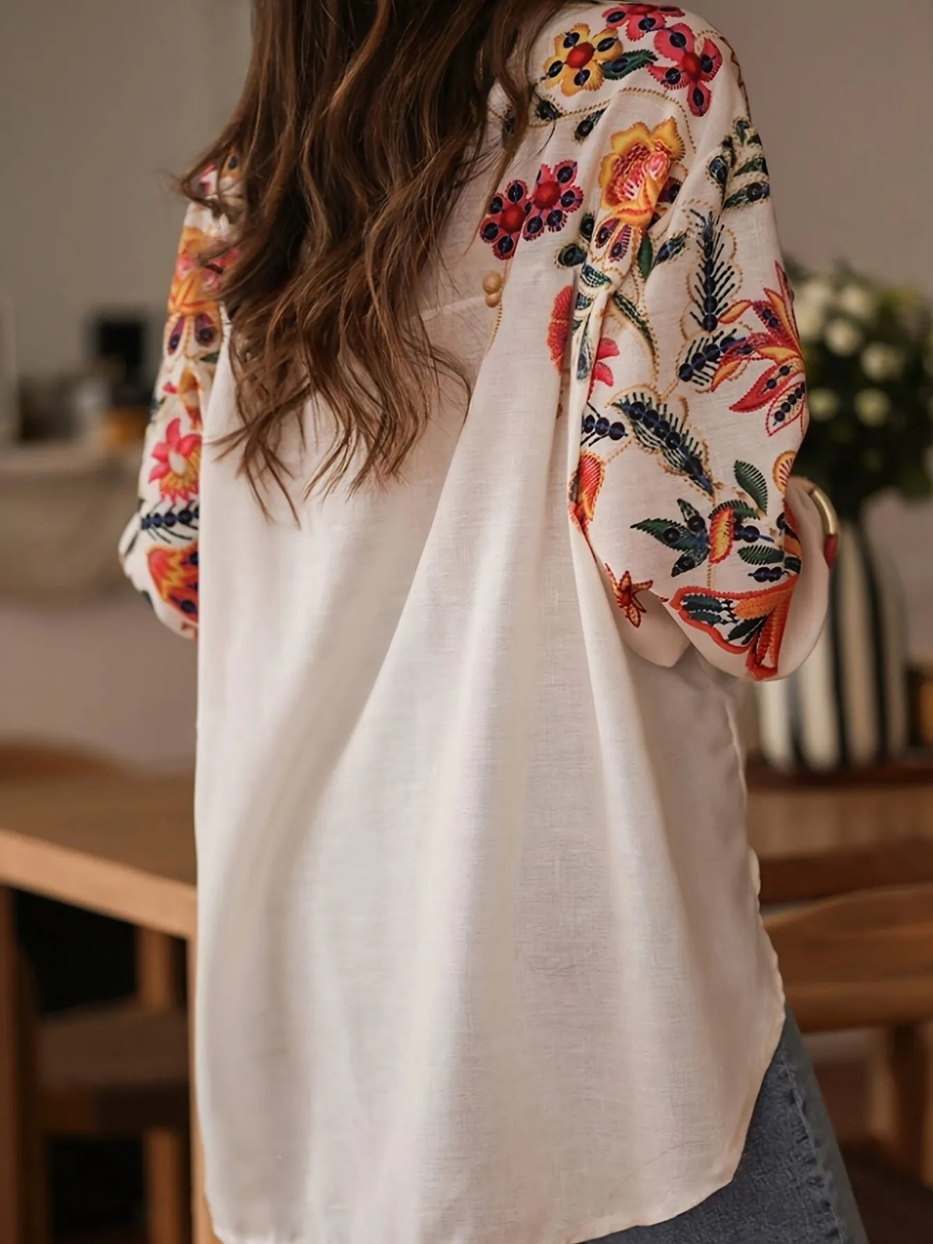 Floral Button Up Long Sleeve Shirt -
