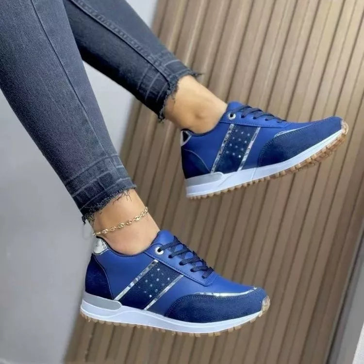 Round Toe Lace Up Athletic - Blue