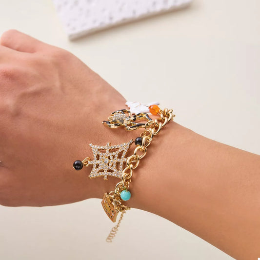 18K Gold-Plated Halloween Theme Bracelet - Orange One Size