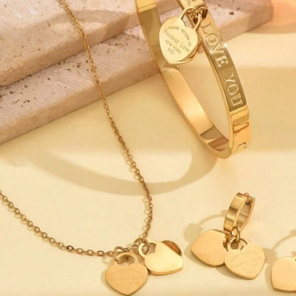Gold-Plated Heart Jewelry Set -