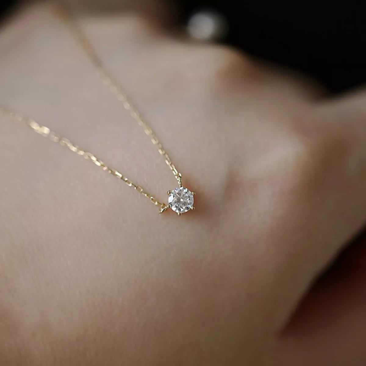 Sterling Silver Zircon Necklace -