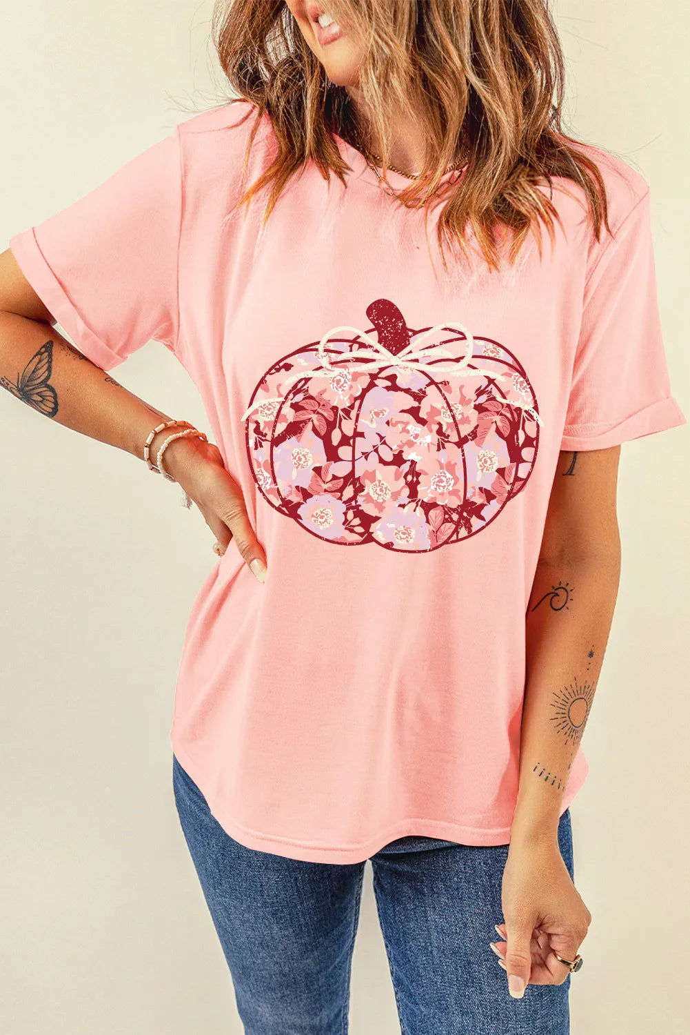 Pumpkin Graphic Long Sleeve T-Shirt -