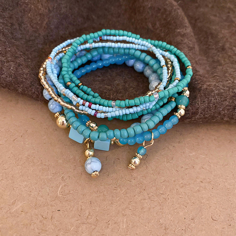 Resin Rice Bead Bracelet - Teal One Size