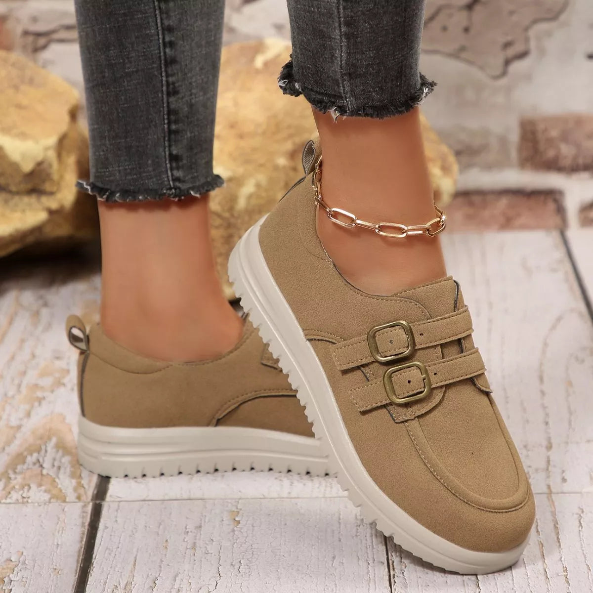 Buckle Accent Casual Loafers -