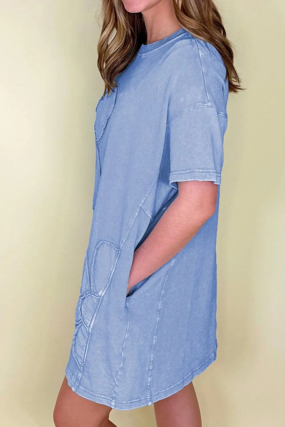 Floral Round Neck Short Sleeve T-Shirt Dress -