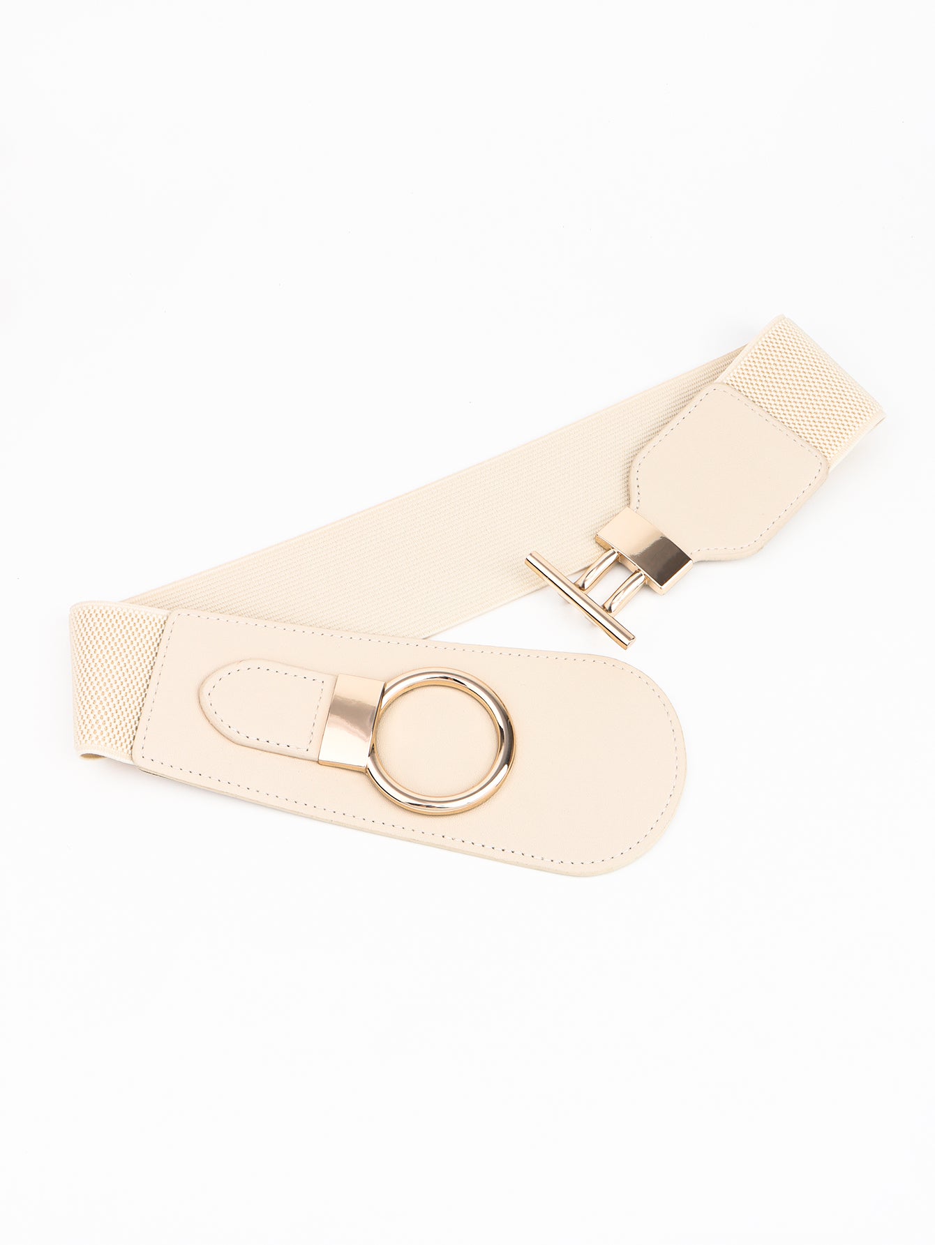 PU Elastic Wide Belt with Alloy Buckle -