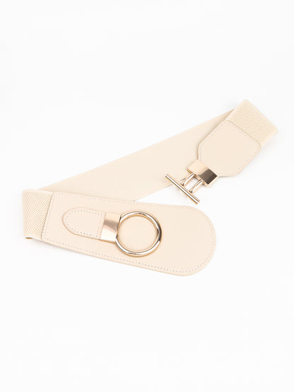 PU Elastic Wide Belt with Alloy Buckle -