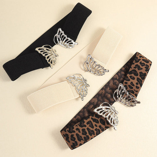 Butterfly Alloy Buckle Elastic Belt -