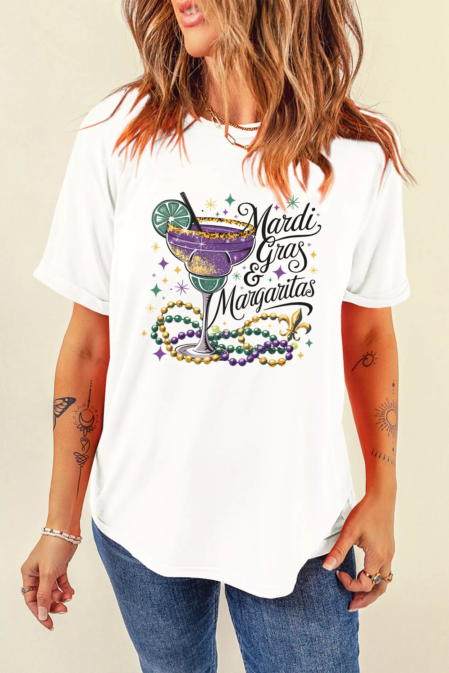 Mardi Gras Margaritas Cheerful Graphic Tee -